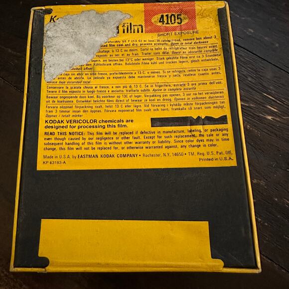 Kodak Vericolor S Color Film 4105 4x5 Sheet Film – Exp Sept 1975 - Picture 3 of 3